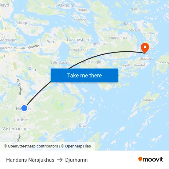 Handens Närsjukhus to Djurhamn map