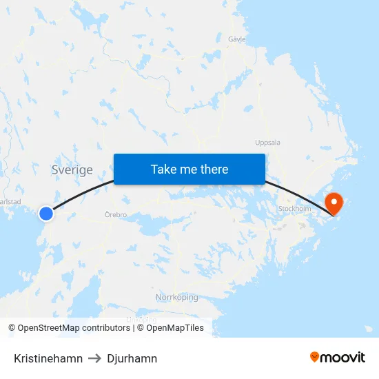 Kristinehamn to Djurhamn map
