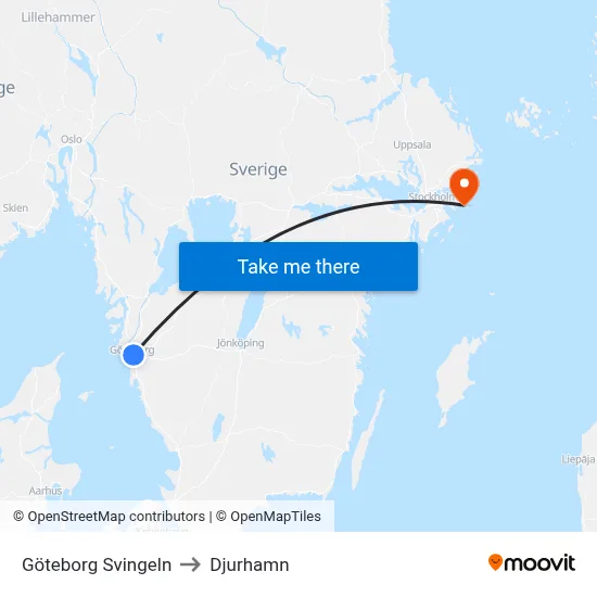 Göteborg Svingeln to Djurhamn map