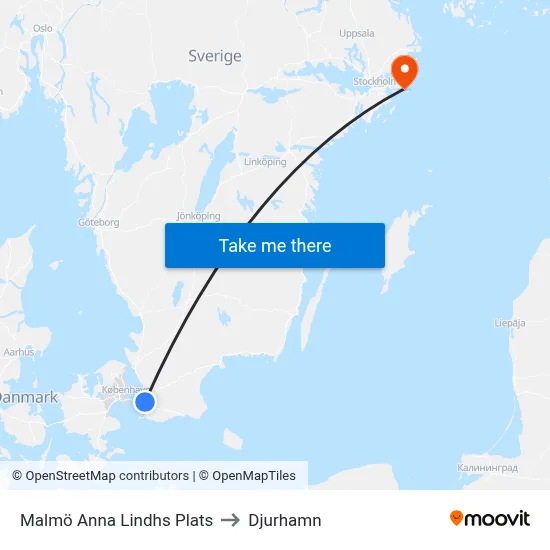 Malmö Anna Lindhs Plats to Djurhamn map