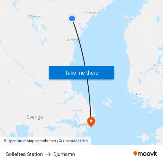 Sollefteå Station to Djurhamn map