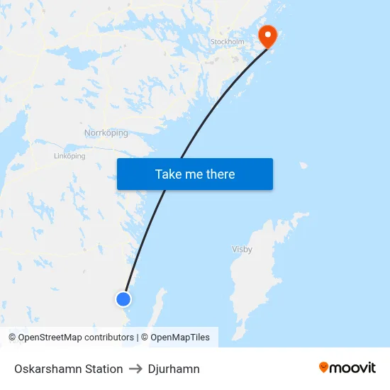 Oskarshamn Station to Djurhamn map