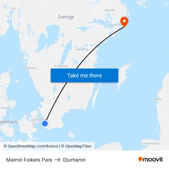 Malmö Folkets Park to Djurhamn map