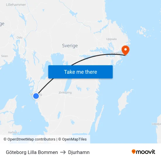 Göteborg Lilla Bommen to Djurhamn map