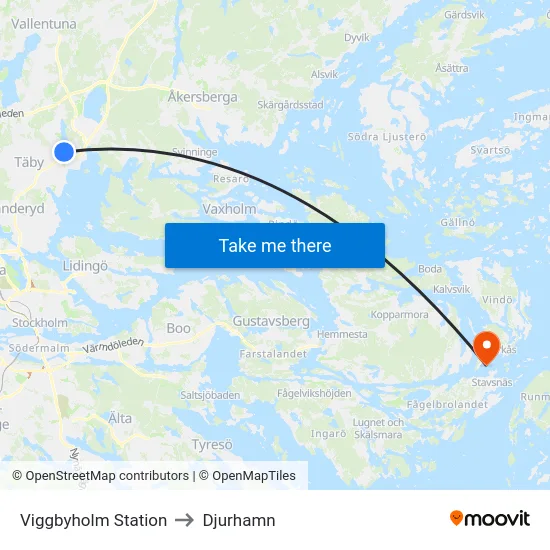 Viggbyholm Station to Djurhamn map