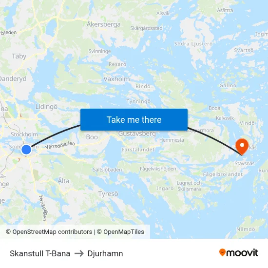 Skanstull T-Bana to Djurhamn map