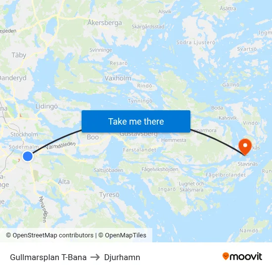Gullmarsplan T-Bana to Djurhamn map