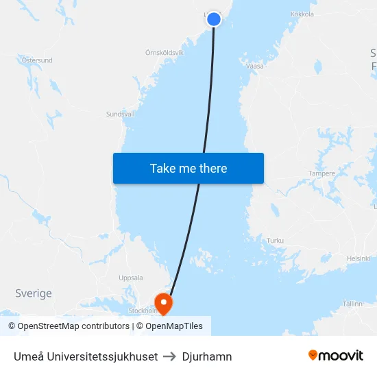 Umeå Universitetssjukhuset to Djurhamn map