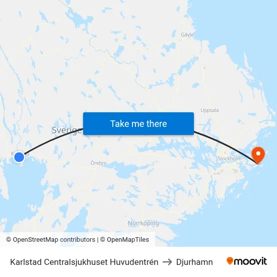 Karlstad Centralsjukhuset Huvudentrén to Djurhamn map