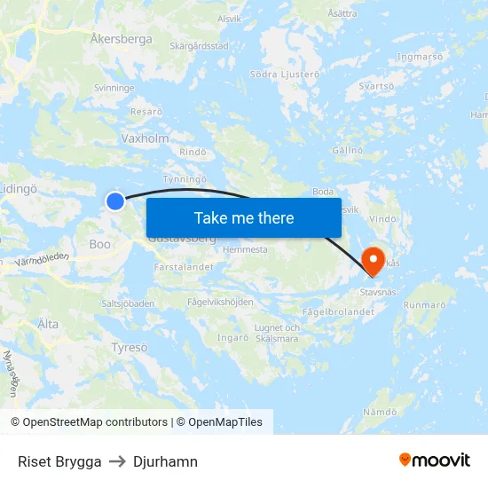 Riset Brygga to Djurhamn map