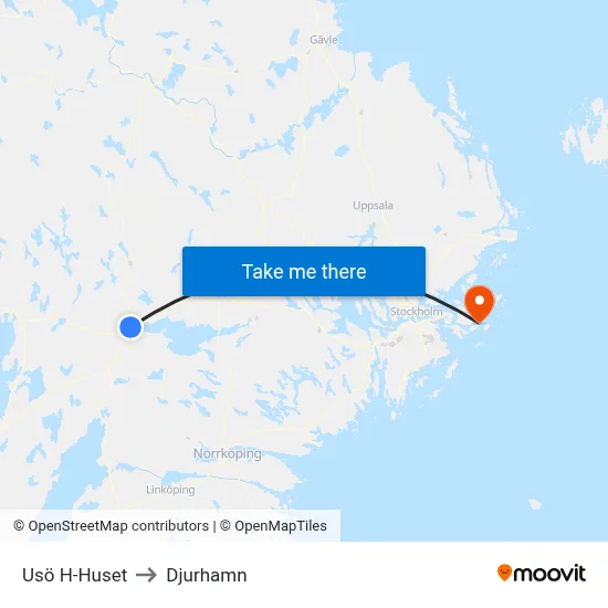 Usö H-Huset to Djurhamn map