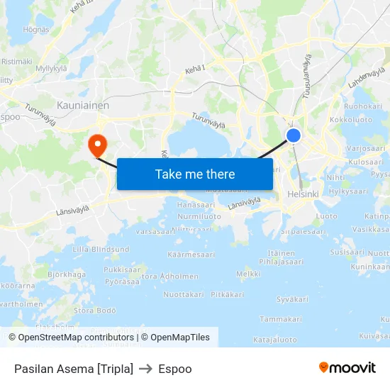 Pasilan Asema [Tripla] to Espoo map