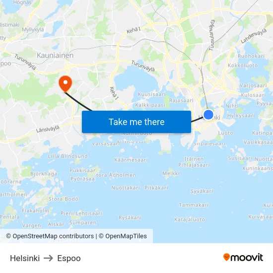 Päärautatieasema to Espoo map