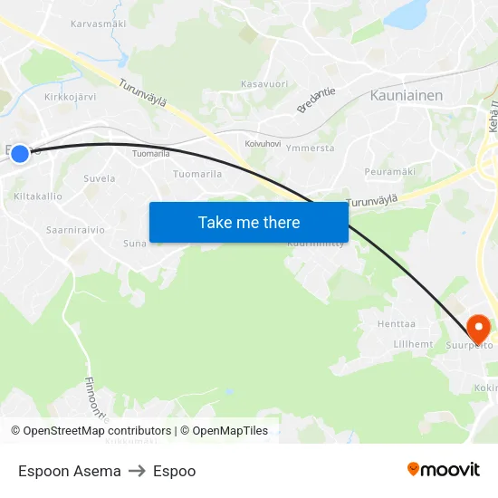 Espoon Asema to Espoo map