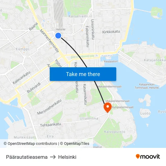 Päärautatieasema to Helsinki map