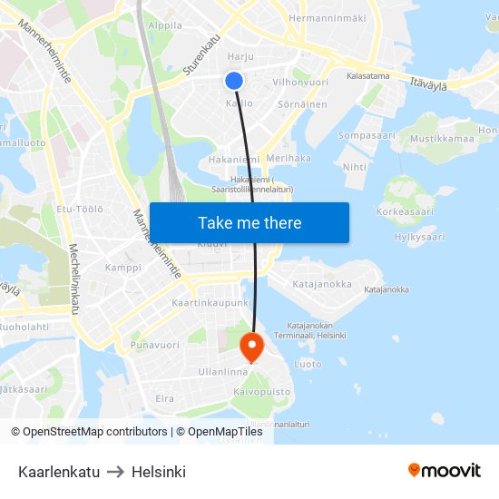 Kaarlenkatu to Helsinki map