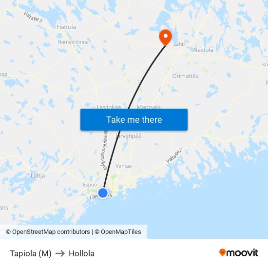 Tapiola (M) to Hollola map