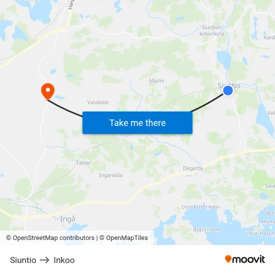 Siuntio to Inkoo map