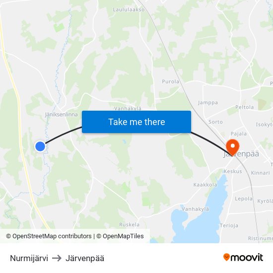 Nurmijärvi to Järvenpää map
