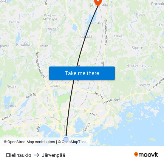 Elielinaukio to Järvenpää map