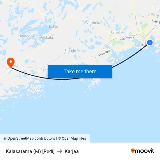 Kalasatama (M) [Redi] to Karjaa map