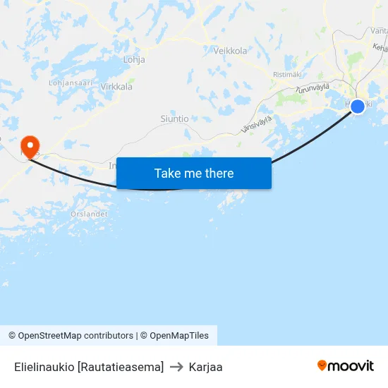 Elielinaukio [Rautatieasema] to Karjaa map