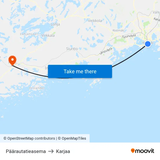 Päärautatieasema to Karjaa map