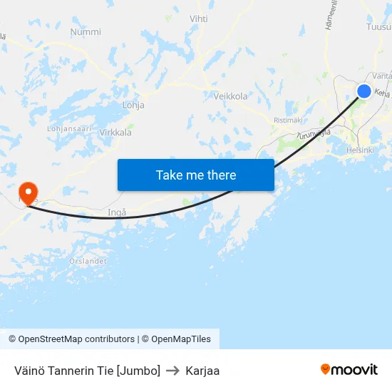 Väinö Tannerin Tie [Jumbo] to Karjaa map