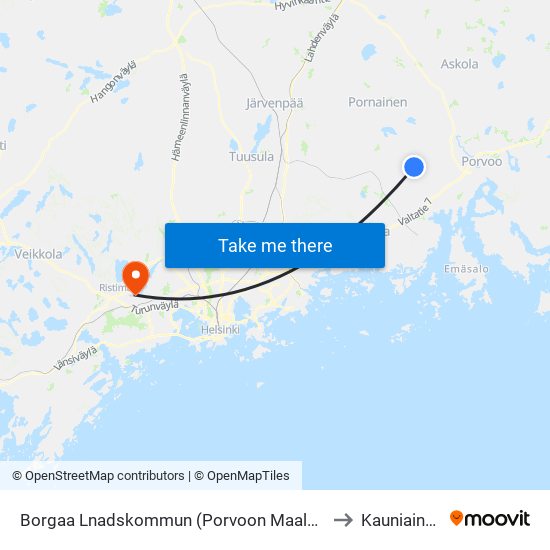 Borgaa Lnadskommun (Porvoon Maalais to Kauniainen map