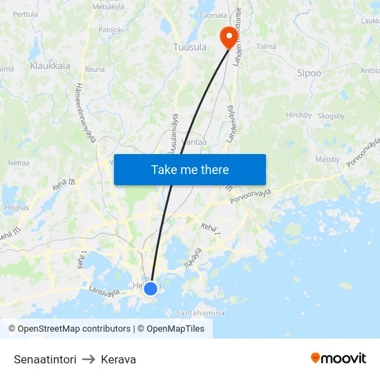 Senaatintori to Kerava map