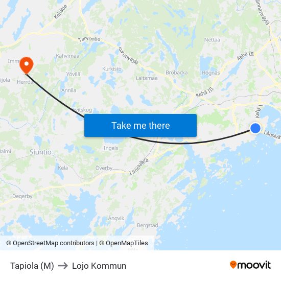 Tapiola (M) to Lojo Kommun map
