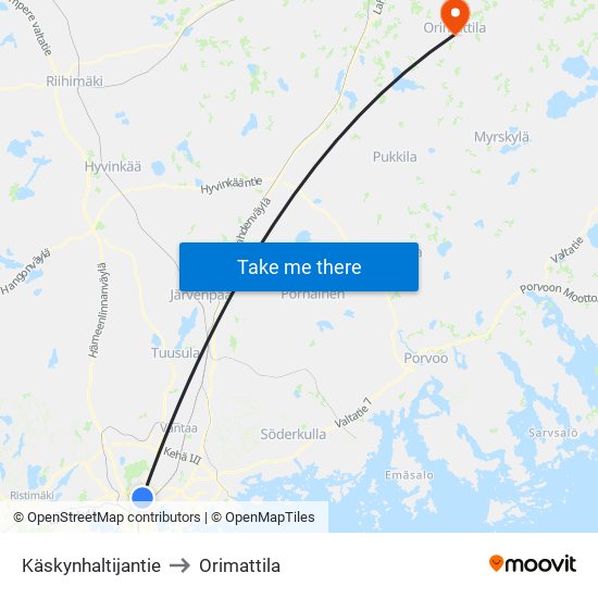 Käskynhaltijantie to Orimattila map
