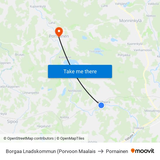 Borgaa Lnadskommun (Porvoon Maalais to Pornainen map