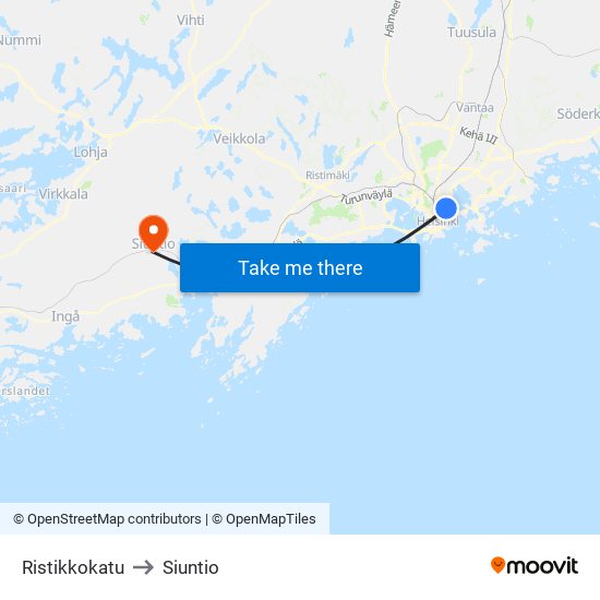 Ristikkokatu to Siuntio map