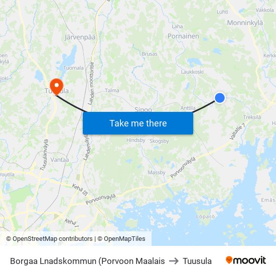 Borgaa Lnadskommun (Porvoon Maalais to Tuusula map