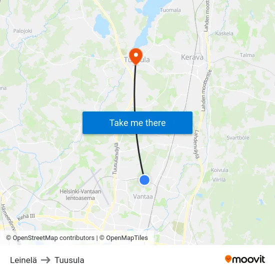 Leinelä to Tuusula map