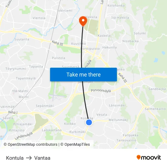 Kontula [Ostari] to Vantaa map