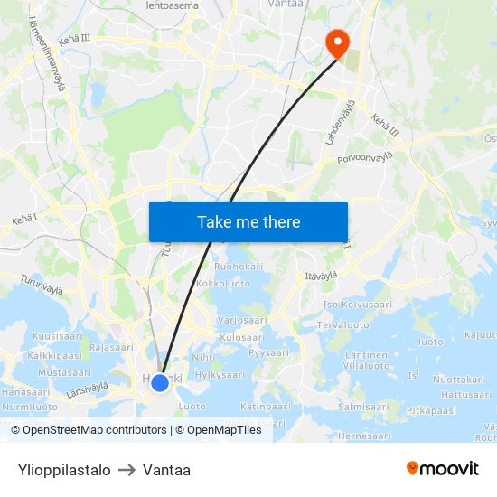 Ylioppilastalo to Vantaa map
