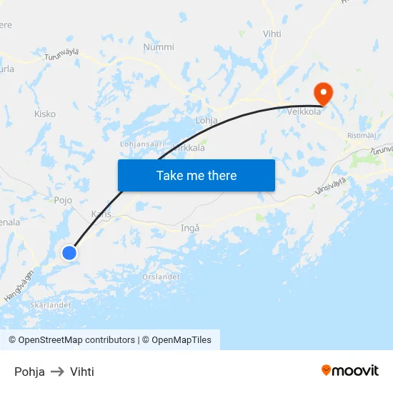 Pohja to Vihti map