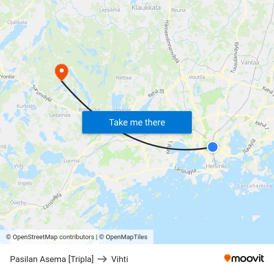 Pasilan Asema [Tripla] to Vihti map
