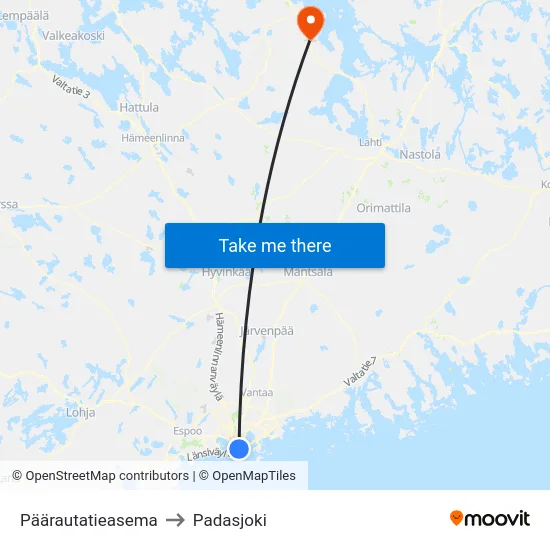 Päärautatieasema to Padasjoki map
