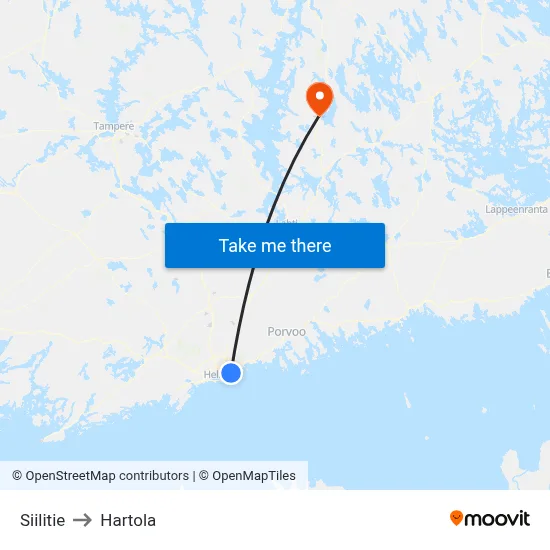 Siilitie to Hartola map