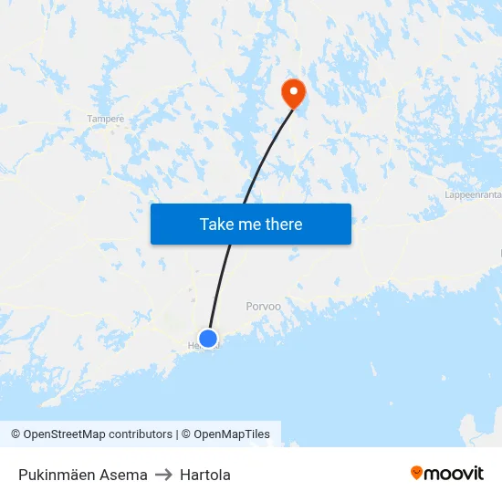 Pukinmaki Station to Hartola map