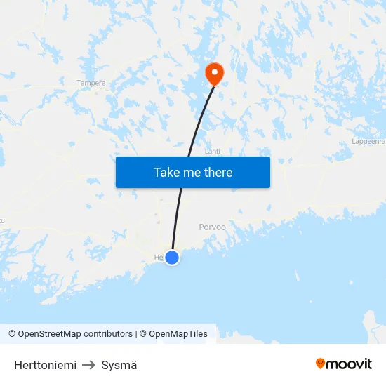 Herttoniemi to Sysmä map