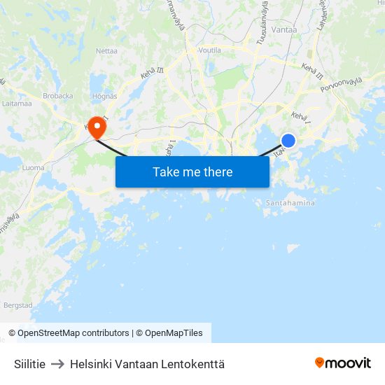 Siilitie to Helsinki Vantaan Lentokenttä map