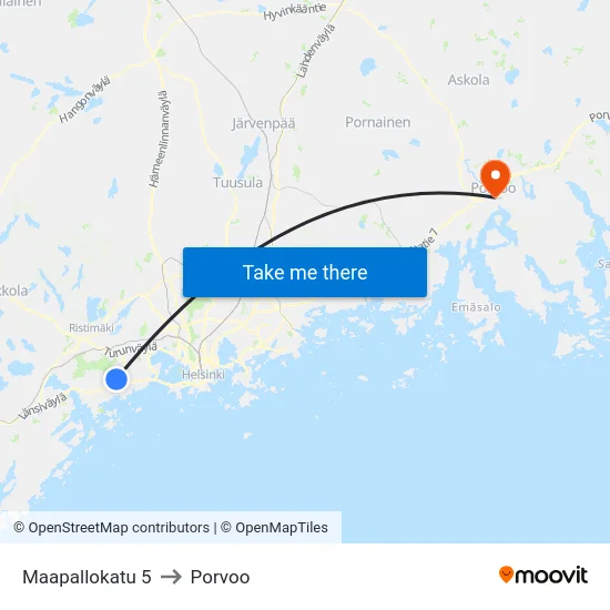 Maapallokatu 5 to Porvoo map