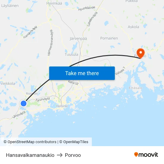 Hansavalkamanaukio to Porvoo map