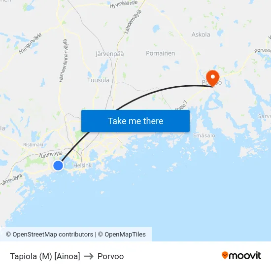 Tapiola (M) [Ainoa] to Porvoo map
