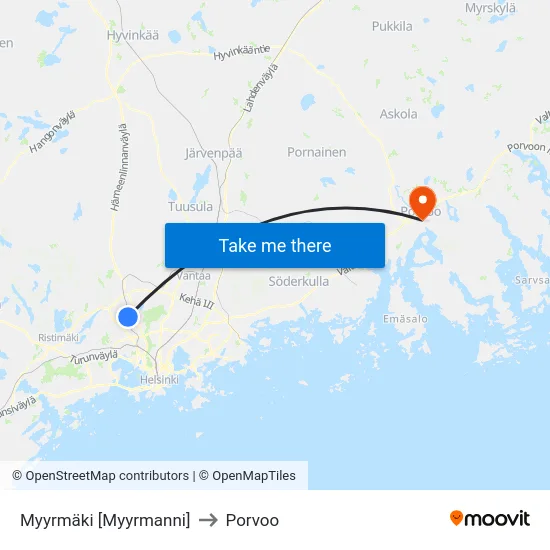 Myyrmäki [Myyrmanni] to Porvoo map