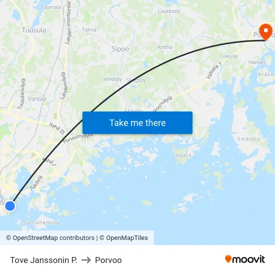 Tove Janssonin P. to Porvoo map